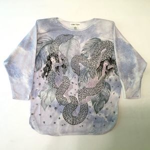 Donna Toran Blue Silver Top Medium New